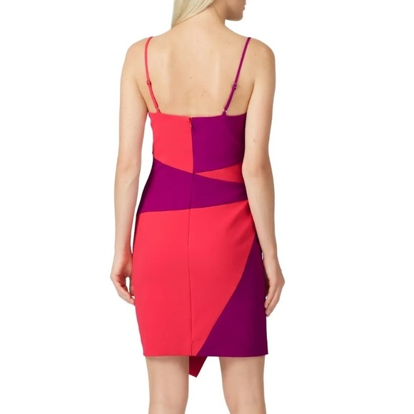 Nicole Miller - Color Block Asymmetrical Dress Pink & Purple Size 6 - Picture 2 of 15